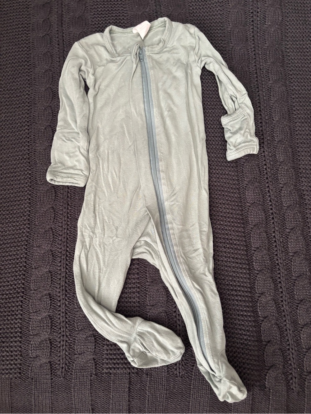 Kate Quinn Sage Green Footed One-Piece Zipper Romper